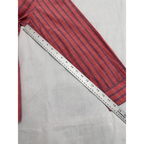 Bixby Nomad Mens Long Sleeve Shirt XL Light Red With Blue Stripes - Picture 7 of 8